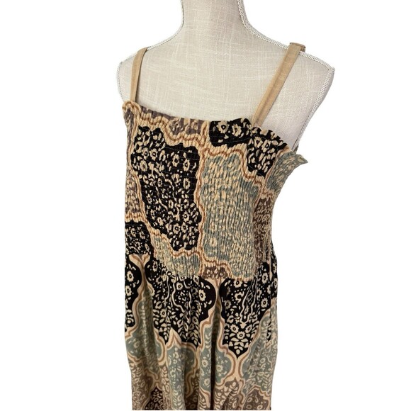 SOFT SURROUNDINGS‎ Handkerchief Medallion Print Shirred Maxi Dress Size 1X - Picture 2 of 8